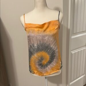 Tie-Dye Spaghetti Strap Top - Orange and Gray
